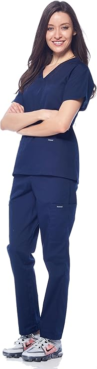 Dagacci Scrubs Medical Uniform Women and Man Scrubs Set Medical Scrubs Top and Pants